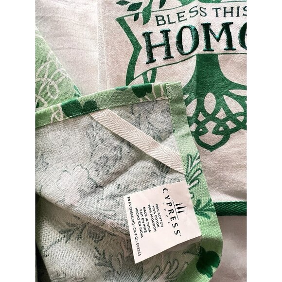Shamrocks Celtic TOWEL Set Bless This Home Embroidery Irish 3-Leaf Clover Green - Picture 4 of 4